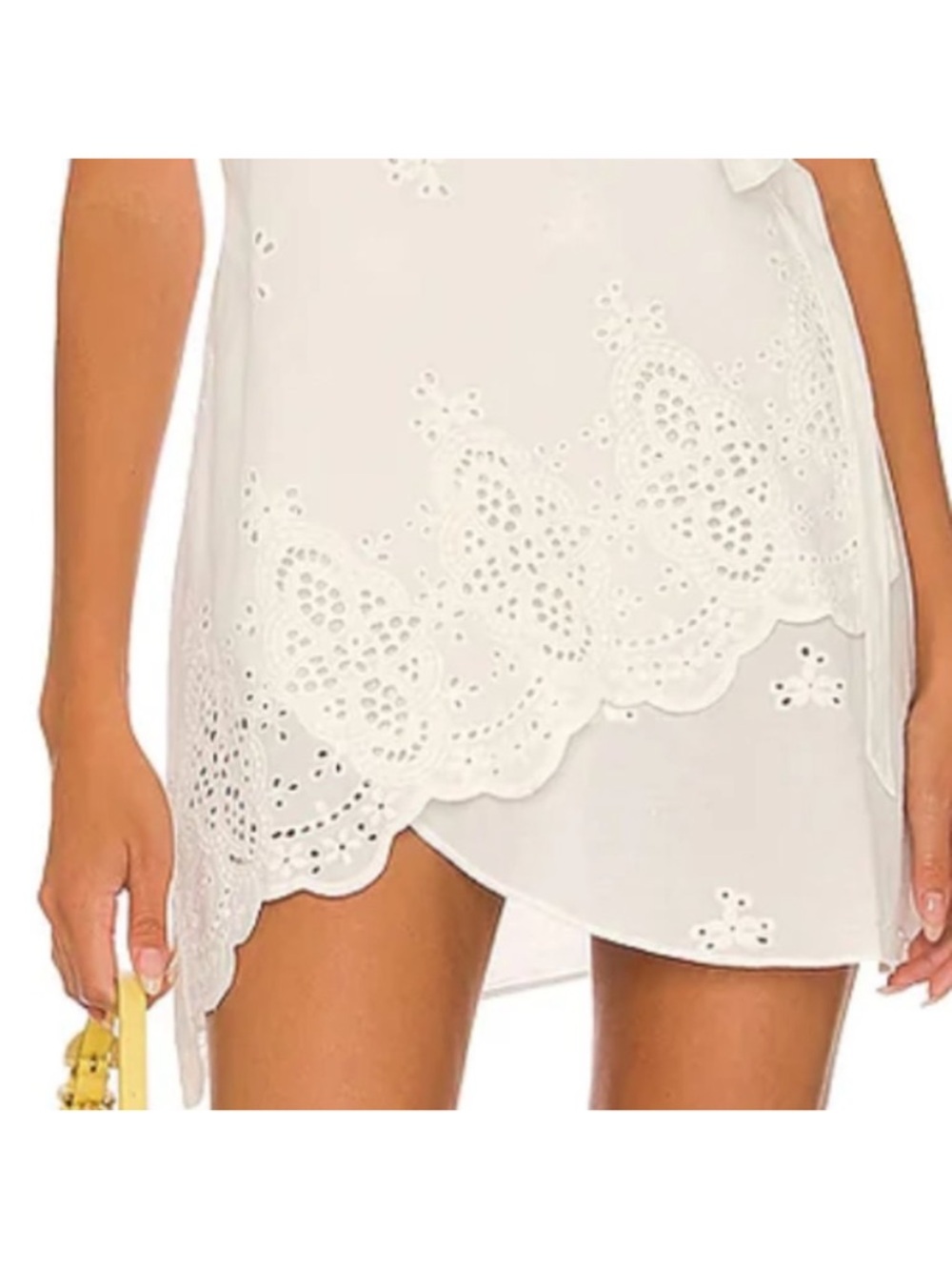 LPA Suvi Wrap Mini Dress Eyelet Graduation Bride Bridal Bachelorette - Picture 3 of 10